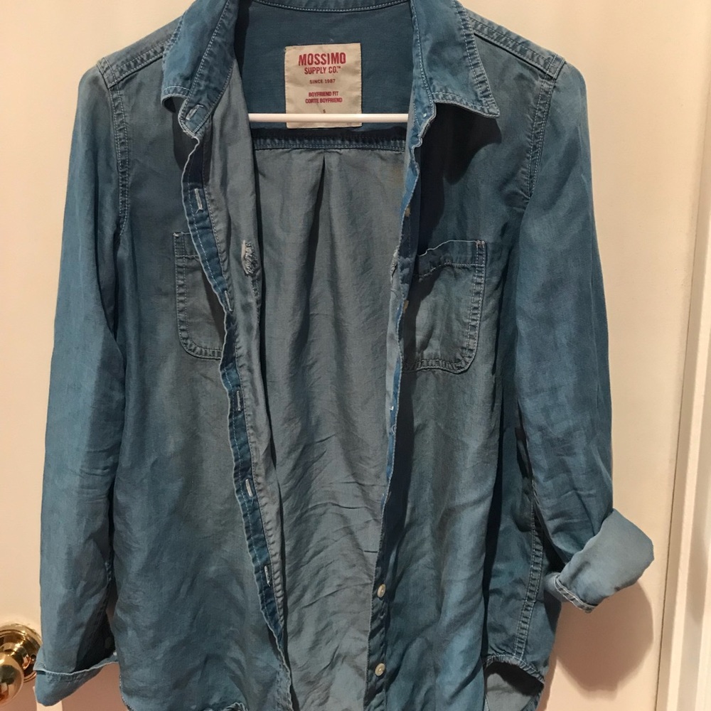 SOLD Boyfriend fit button up blouse denim
